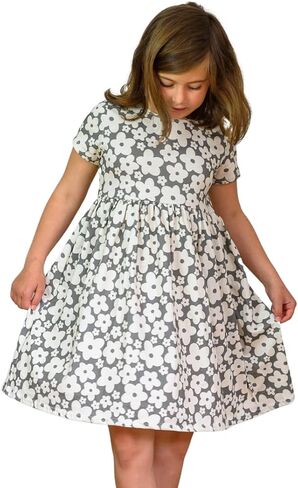 Portakal Toddler Girl Floral Dress Short Sleeve Cotton Casual Summer Clothes for Children 3 – 12 Years in Saudi Arabia