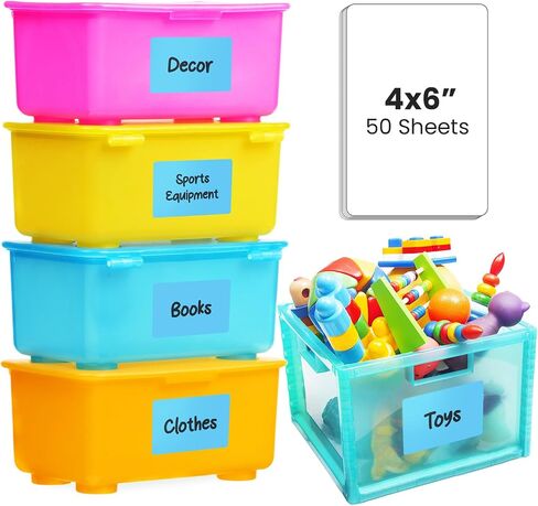 MESS Large Bin Labels for Storage Bins (50 6x4) Storage Bin Labels - Pantry Labels - Labels for Organizing - Removable Labels for Storage Bins Craft Organization - Moving Labels for Boxes in Kuwait