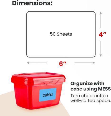 MESS Large Bin Labels for Storage Bins (50 6x4) Storage Bin Labels - Pantry Labels - Labels for Organizing - Removable Labels for Storage Bins Craft Organization - Moving Labels for Boxes in Kuwait