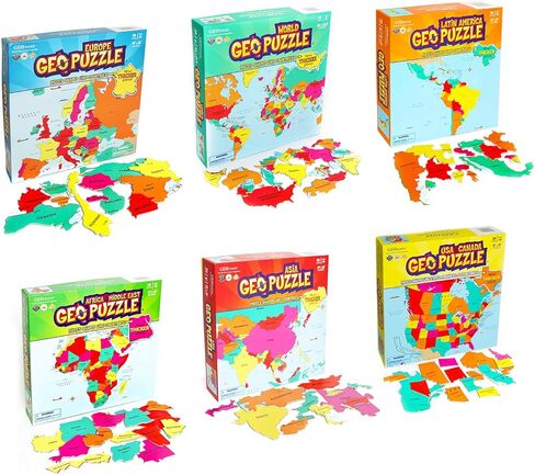 Geotoys Geopuzzle ، ألغاز بانوراما على شكل عالمي ، 68 PC Geography Puzzle ، لعبة الجغرافيا ولغز الخريطة ، ألغاز بانوراما للأطفال الذين تتراوح أعمارهم بين 6-9 سنوات in Kuwait
