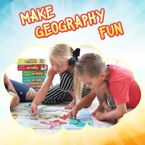 Geotoys Geopuzzle ، ألغاز بانوراما على شكل عالمي ، 68 PC Geography Puzzle ، لعبة الجغرافيا ولغز الخريطة ، ألغاز بانوراما للأطفال الذين تتراوح أعمارهم بين 6-9 سنوات in Kuwait