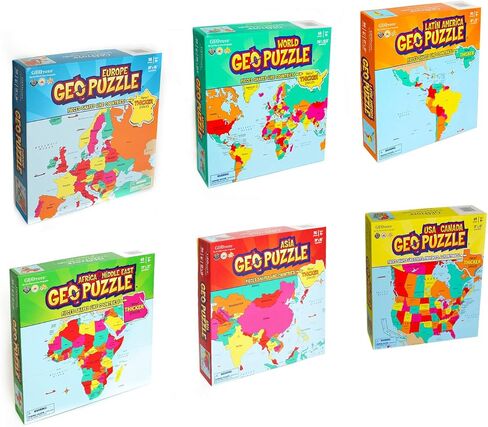 Geotoys Geopuzzle ، ألغاز بانوراما على شكل عالمي ، 68 PC Geography Puzzle ، لعبة الجغرافيا ولغز الخريطة ، ألغاز بانوراما للأطفال الذين تتراوح أعمارهم بين 6-9 سنوات in Kuwait