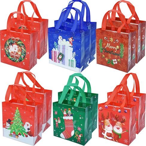 Iridescent Reusable Gift Bags with Handles - 12 Pcs Valentine's Day Gift Wrap Holographic Glossy Party Favor Bags, Shiny Goodie Tote Welcome Bag for Birthday, Wedding, Holiday, Shopping 8x4x10 Inch in Kuwait
