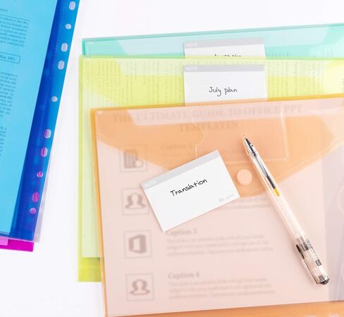 24 Pack Plastic Wallets A4, Clear Document Wallets, Envelopes Wallets Folders with Pocket/Hook and Loop Closure, 11 Hole Ring Binder Punched Plastic Folder in Saudi Arabia