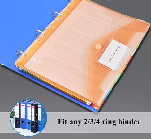 24 Pack Plastic Wallets A4, Clear Document Wallets, Envelopes Wallets Folders with Pocket/Hook and Loop Closure, 11 Hole Ring Binder Punched Plastic Folder in Saudi Arabia