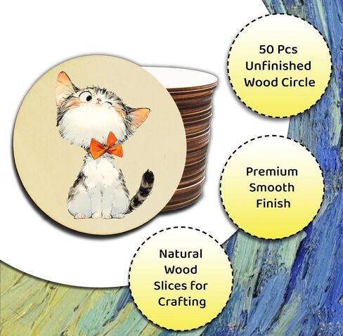 25 Pcs Wood Circles for Crafts 3 inch Unfinished Wood Circles 0.1'' Thickness Natural Wooden Disc Wood Slices Cutout Round Wood Discs for Crafts Painting Writing DIY Supplies Engraving Decorations in Saudi Arabia
