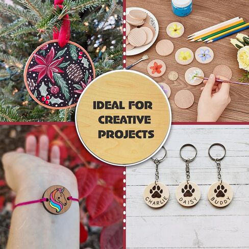 25 Pcs Wood Circles for Crafts 3 inch Unfinished Wood Circles 0.1'' Thickness Natural Wooden Disc Wood Slices Cutout Round Wood Discs for Crafts Painting Writing DIY Supplies Engraving Decorations in Saudi Arabia