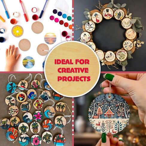 25 Pcs Wood Circles for Crafts 3 inch Unfinished Wood Circles 0.1'' Thickness Natural Wooden Disc Wood Slices Cutout Round Wood Discs for Crafts Painting Writing DIY Supplies Engraving Decorations in Saudi Arabia