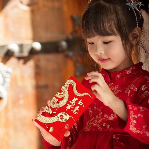 Red Envelopes Chinese New Year Snake Red Packet 2025, Lucky Money Envelopes for Lunar New Year, Gold Embossed Patterns Spring Festival Red Money Envelope, 2025 New Year Red Envelope (18-1) in Saudi Arabia