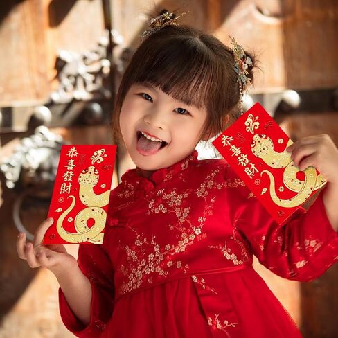 Red Envelopes Chinese New Year Snake Red Packet 2025, Lucky Money Envelopes for Lunar New Year, Gold Embossed Patterns Spring Festival Red Money Envelope, 2025 New Year Red Envelope (18-1) in Saudi Arabia