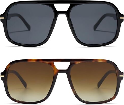 Retro Trendy Square Aviator Sunglasses Womens Mens 70s Classic Vintage Oversized Sun Glasses AR82173 in Kuwait