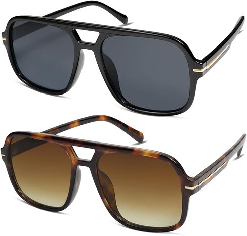 Retro Trendy Square Aviator Sunglasses Womens Mens 70s Classic Vintage Oversized Sun Glasses AR82173 in Kuwait