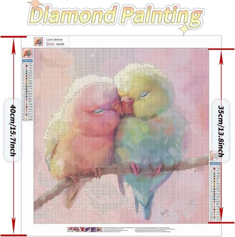 Milila 5D Diamond Painting Kits for Adults Full Drill Love Birds Diamond Art Kits Diamond Dots Beginners Craft Kits for Home Wall Decor Gifts 15.7x15.7inch(Love Birds) in Saudi Arabia