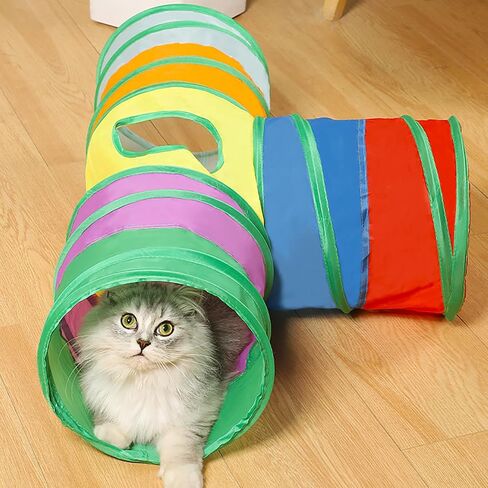 iCAGY Cat Tunnels for Indoor Cats Interactive, Rabbit Tunnel Toys, Pet Toys Play Tunnels for Cats Kittens Rabbits Puppies Crinkle Pop Up 3 Ways Rainbow in Saudi Arabia