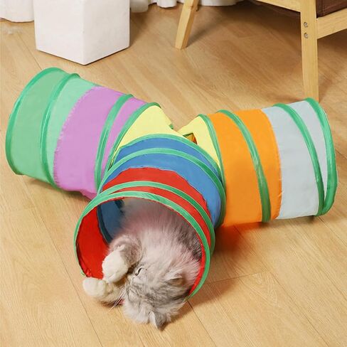 iCAGY Cat Tunnels for Indoor Cats Interactive, Rabbit Tunnel Toys, Pet Toys Play Tunnels for Cats Kittens Rabbits Puppies Crinkle Pop Up 3 Ways Rainbow in Saudi Arabia