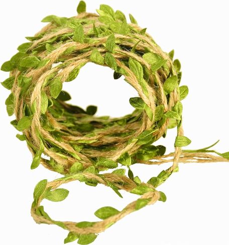 Naidiler 32 ft frlap leaf Ribbon Twine للحرف اليدوية لـ Safari ، Jungle ، Fairy Party ، Woodland Baby Shower ، Enchanted Forest Decorations Vines Decor in Kuwait
