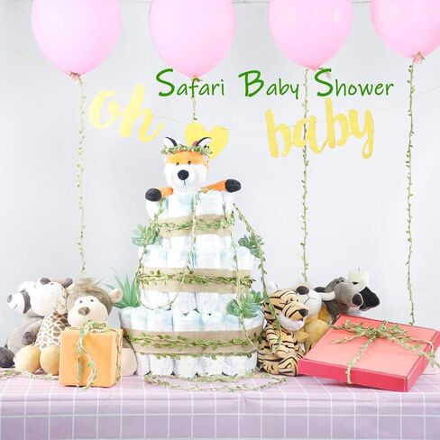 Naidiler 32 ft frlap leaf Ribbon Twine للحرف اليدوية لـ Safari ، Jungle ، Fairy Party ، Woodland Baby Shower ، Enchanted Forest Decorations Vines Decor in Kuwait