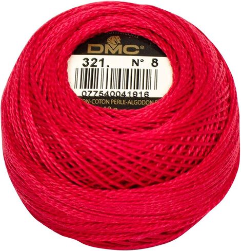 DMC 116 8-321 Pearl Cotton Thread Balls, Red, Size 8 in Kuwait