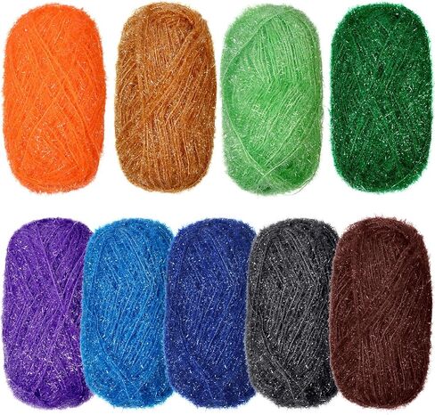 Timgle 9 Skeins Scrubby Yarn for Dishcloths Rainbow Sparkly Yarn for Crocheting Knitting Dishwashing Dishcloths Craft Project(Dark Color) in Saudi Arabia
