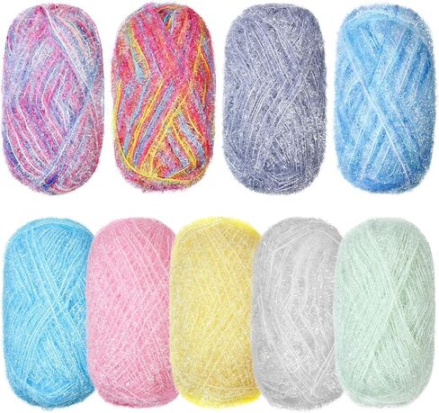 Timgle 9 Skeins Scrubby Yarn for Dishcloths Rainbow Sparkly Yarn for Crocheting Knitting Dishwashing Dishcloths Craft Project(Dark Color) in Saudi Arabia