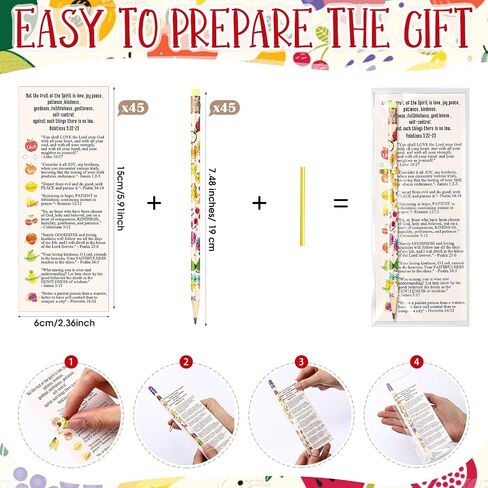 45 Set Fruit of the Spirit Gift Christian Bookmarks Religious Fruit Scented Pencil with Eraser Bulk Bible Verse Inspirational Holy Week Gift for Vacation Classroom Sunday School Church Prize in Saudi Arabia