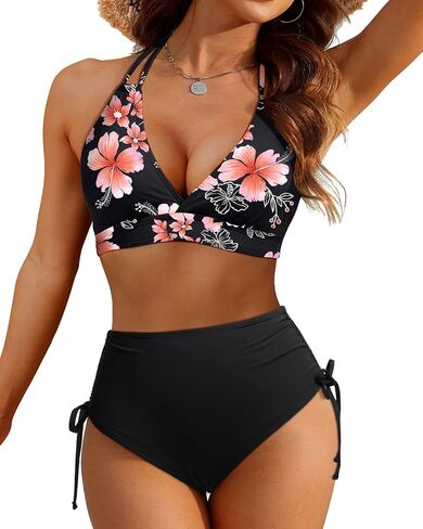 Tempt Me Women High Waisted Bikini Set Two Piece Push Up Bathing Suits Halter Swimsuits with Bottoms in Saudi Arabia