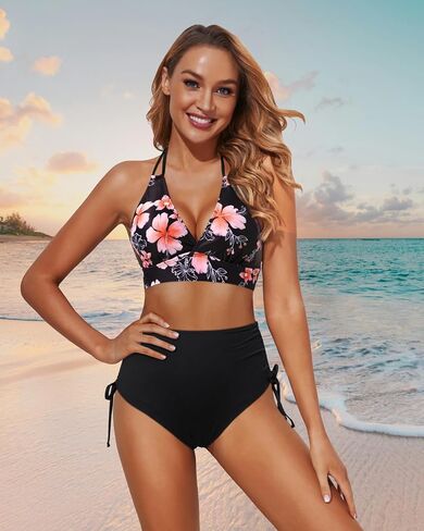 Tempt Me Women High Waisted Bikini Set Two Piece Push Up Bathing Suits Halter Swimsuits with Bottoms in Saudi Arabia