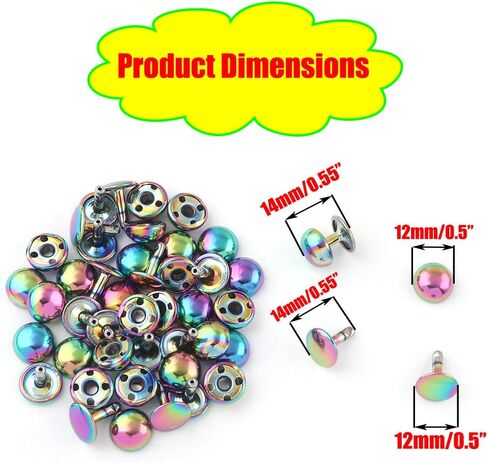 مزيج لون الفطر القبة - 10 مم أنبوبي كاب مزدوج الزر المعدني جولة الأزرار برشام سريع لأكياس محفظة أحزمة أحزمة الجلود (بلون 12 ملم (120 ٪)) in Kuwait