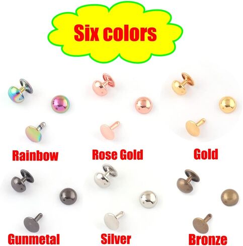 مزيج لون الفطر القبة - 10 مم أنبوبي كاب مزدوج الزر المعدني جولة الأزرار برشام سريع لأكياس محفظة أحزمة أحزمة الجلود (بلون 12 ملم (120 ٪)) in Kuwait