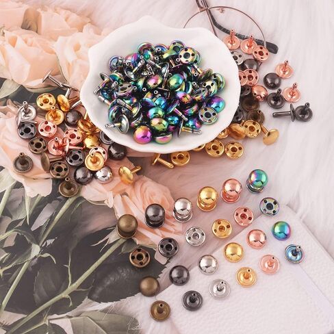 مزيج لون الفطر القبة - 10 مم أنبوبي كاب مزدوج الزر المعدني جولة الأزرار برشام سريع لأكياس محفظة أحزمة أحزمة الجلود (بلون 12 ملم (120 ٪)) in Kuwait