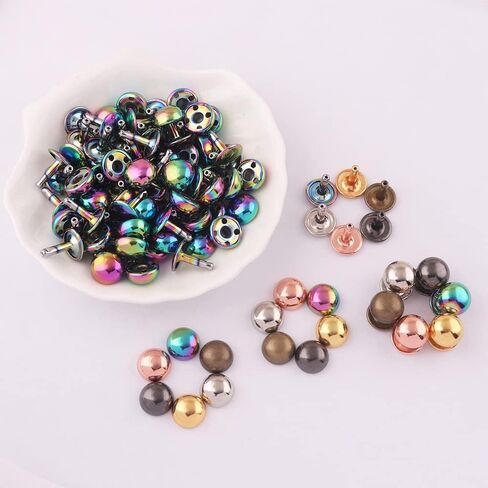 مزيج لون الفطر القبة - 10 مم أنبوبي كاب مزدوج الزر المعدني جولة الأزرار برشام سريع لأكياس محفظة أحزمة أحزمة الجلود (بلون 12 ملم (120 ٪)) in Kuwait