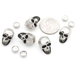 CRAFTMEMORE Skull Decorative Rapid Rivet Studs for Bracelets Bags Belts Leathercraft 10x16MM Pack of 5 SK01 (Small Silver)
