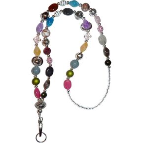 Hidden Hollow Beads Chunky Women's Beaded Lanyard, 34" Made in USA, ID Card Badge Holder Teacher Nurse Keys Keychain Cruise