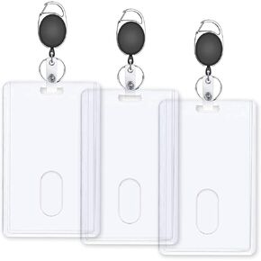 Vetoo 3Pack Heavy Duty ID Badge Holders,Clear,Vertical,Durable,Suitable for use in Factories,Offices,and Schools.