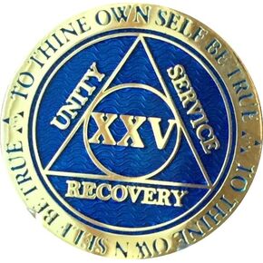 RecoveryChip 25 Year AA ميداليون داستي بلو بلو أزرق الذهب رقاقة مطلية XXV
