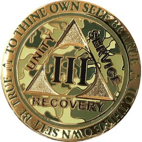 RecoveryChip 3 Year AA Medallion Reflex Camo Gold Plated Camouflage Color Chip III