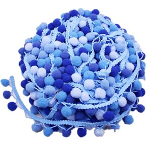 4.5m 5 Color Gradient Color Ball Lace DIY Small Ball Lace Trim Lace Beaded Fringe Trim,pom pom Ribbon for Dress Scarf Hat Curtain (Blue)