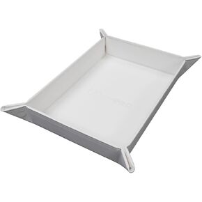 Ultra PRO - Vivid Magnetic Folding Dice Tray, Portable Compact Tabletop RPG Gaming Tool Accessory Durable Leatherette Foldable Dice Holder Mat - White