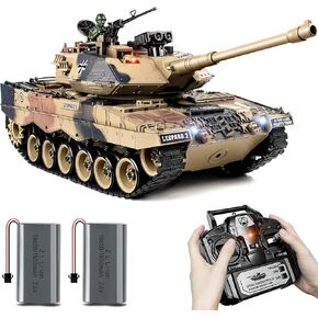 1:18 RC Tank, 2.4Ghz German Leopard II Remote Control Tank Model Toys, Battle Army Tank 15 Channel with Smoke Light and Sound, Military Toy for Adults and Kids That Shoots BBS and Water Bombs