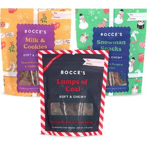 Bocce’s Bakery Holiday Soft & Chewy Bundle Dog Treats, All-Natural Wheat-Free Christmas Dog Treats, 9 oz