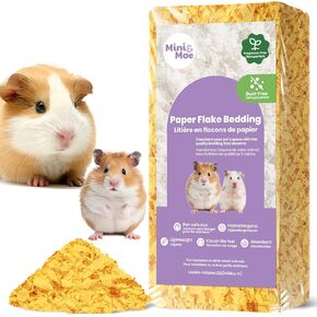 mini&moe Hamster Bedding: Moisture Absorbent and Dust-Free Natural Paper Small Pet Bedding - for Guinea Pigs, Hamsters, and Rabbits, 12 Liters