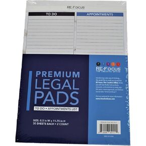 Premium To-Do List Legal Pad For Tasks, Notes & Appointments in Pink. 2 Count, 30 Tear-Off Sheets Each