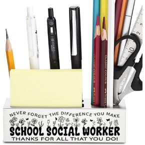 llxxeyopqdxz School Social Worker Gifts, Thank You Appreciation Gifts for School Social Worker, Birthday Retirement Gifts for School Social Worker, Modern Stainless Steel Pen Holder for Desk YP421