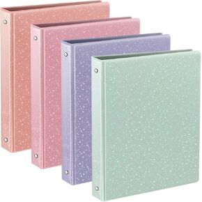 ReliThick 4 pcs 1 Inch Holographic 3 Ring Binder with 2 Pockets Customizable View Cover Multicolor Durable Hardcover Binders Loose Leaf Binder Organizer for Letter for Office School Supplies
