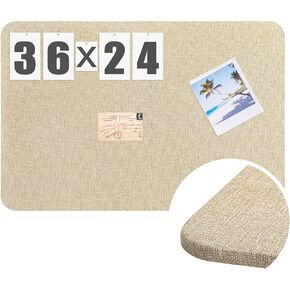 Linen Fabric Bulletin Board Pinboard for Walls Display Frameless Pinboard Display Notice Memory Board for Office Walls Home Kitchen Walls Easy to Install(Brown,36"x24")