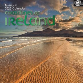 The Gifted Stationary Square Wall Calendar 2025, Coastlines of Ireland, 16-Month Passport Collection Theme Hanging Calendar with 180 Reminder Stickers, Monthly Family Planner for Home, 12x12 In