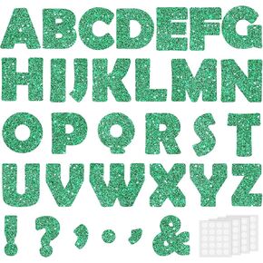 Meetory 154Pcs Glitter Black Bulletin Board Letters for Classroom 7", Large Font Bulletin Board Letters and Punctuation Cutouts Set Alphabet Poster Board with Adhesive Dots for School Classroom Wall