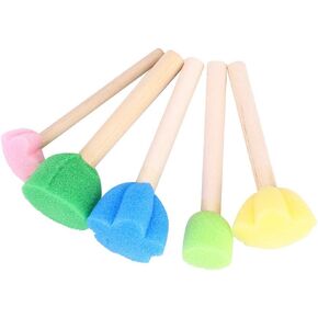 Painting Sponge Brush Set,5Pcs Colorful Flower Shape Mini DIY Painting Sponge Seals Brushes Sponges Foam Brushes with Wooden Handle for Arts Crafts Acrylic Painting