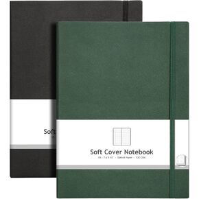 AHGXG Bullet Dotted Journal 2 Pack - B5 Large Journal Dot Grid Notebook (7.6'' X 10'') with Thick 120gsm Dot Paper, Soft Leather Cover, Total 384 Pages, Inner Pocket - BlackGreen in Kuwait