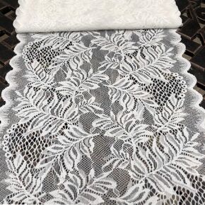 Lace Realm 8 Inches Wide Stretch Lace Ribbon Elastic Lace Trim Fabric with Floral Pattern for Bridal Wedding Decorations, Sewing DIY Making and DIY Crafts-5 Yards (5017 White)